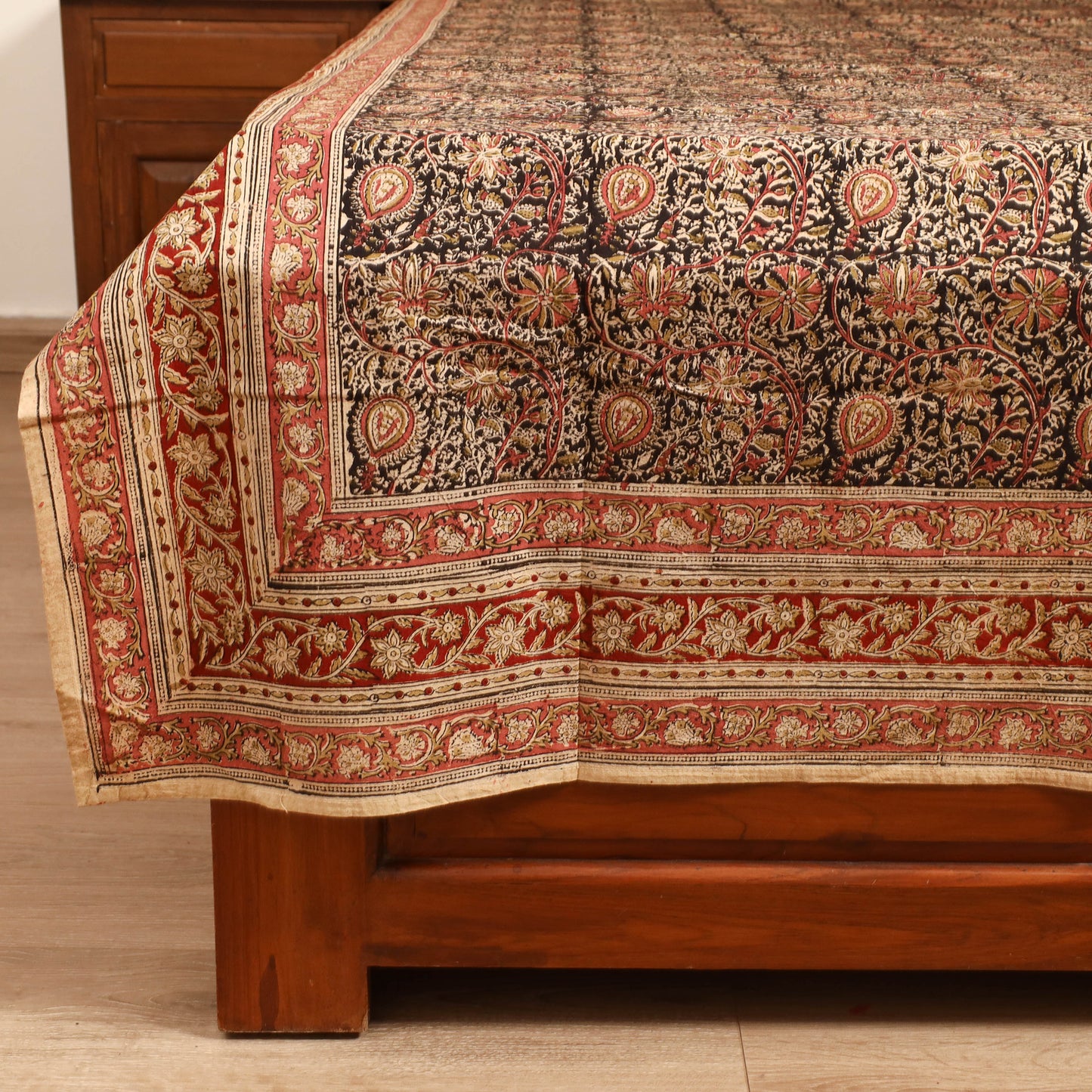 Pedana Hand Block Kalamkari Print Single Bedsheet (90 x 60 in) 12