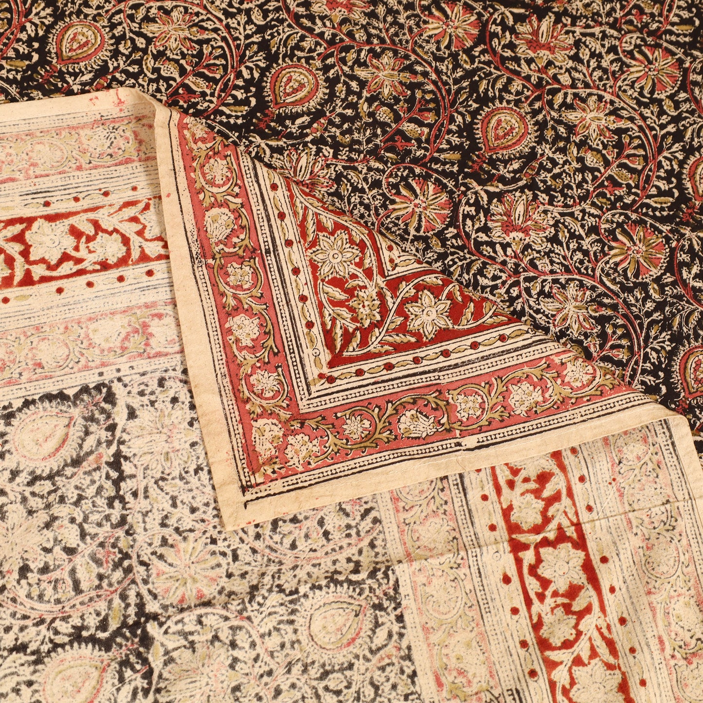 Pedana Hand Block Kalamkari Print Single Bedsheet (90 x 60 in) 12