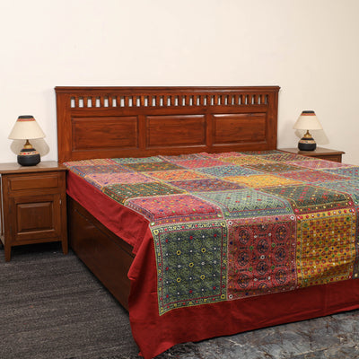 Multicolor - Ajrakh Print Patchwork Double Tagai Kantha Bed Cover 66