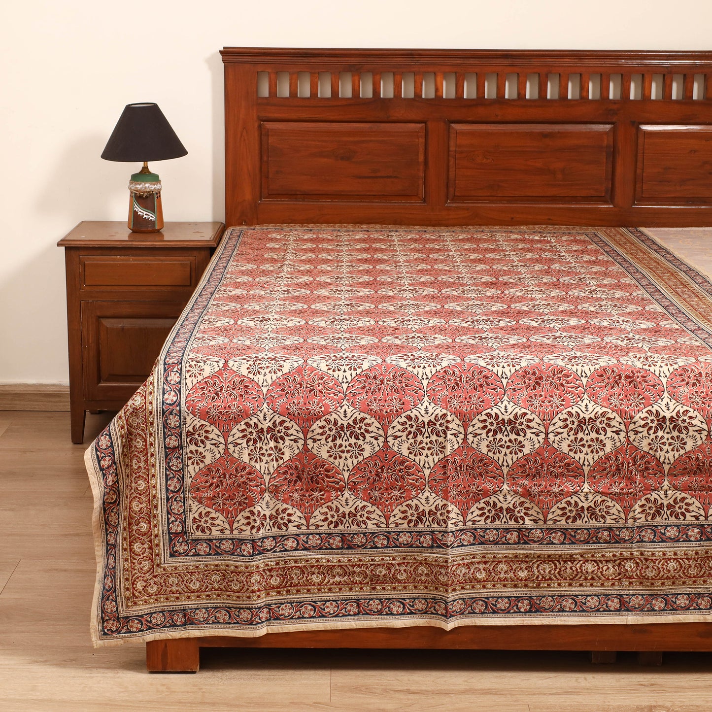 Pedana Hand Block Kalamkari Print Single Bedsheet (90 x 60 in) 14