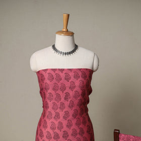 Bagh Hand Block Print Natural Dyed Chanderi Silk 3pc Unstitched Dress Material Suit Set 78