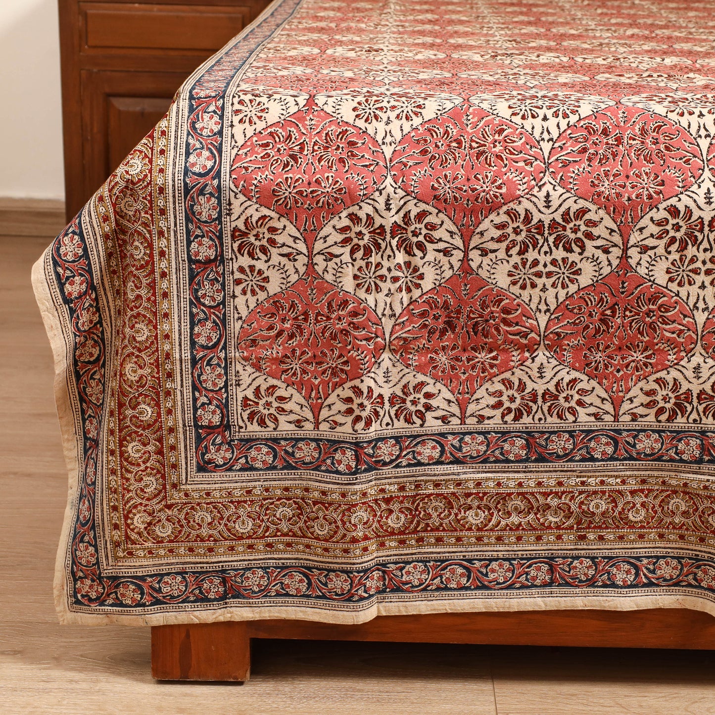 Pedana Hand Block Kalamkari Print Single Bedsheet (90 x 60 in) 14