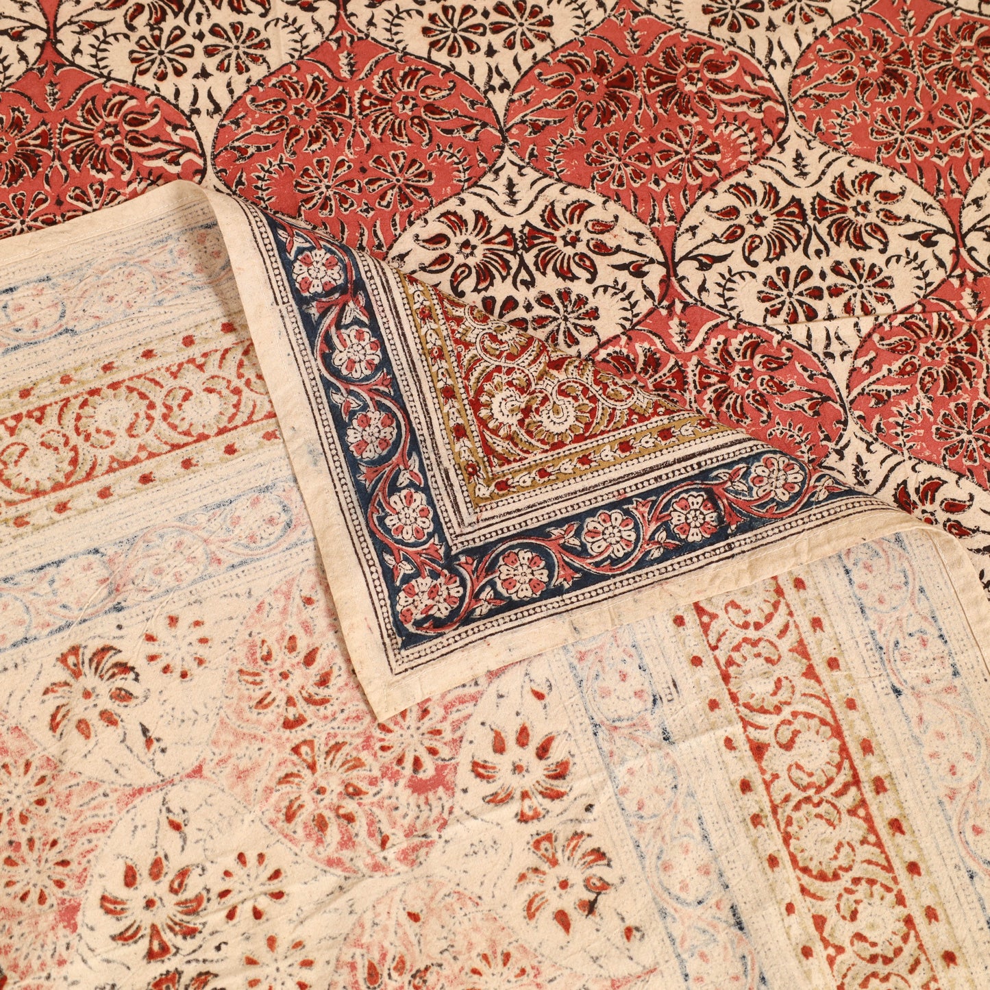 Pedana Hand Block Kalamkari Print Single Bedsheet (90 x 60 in) 14