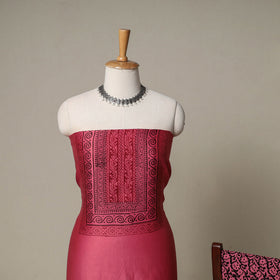 Bagh Hand Block Print Natural Dyed Chanderi Silk 3pc Unstitched Dress Material Suit Set 79