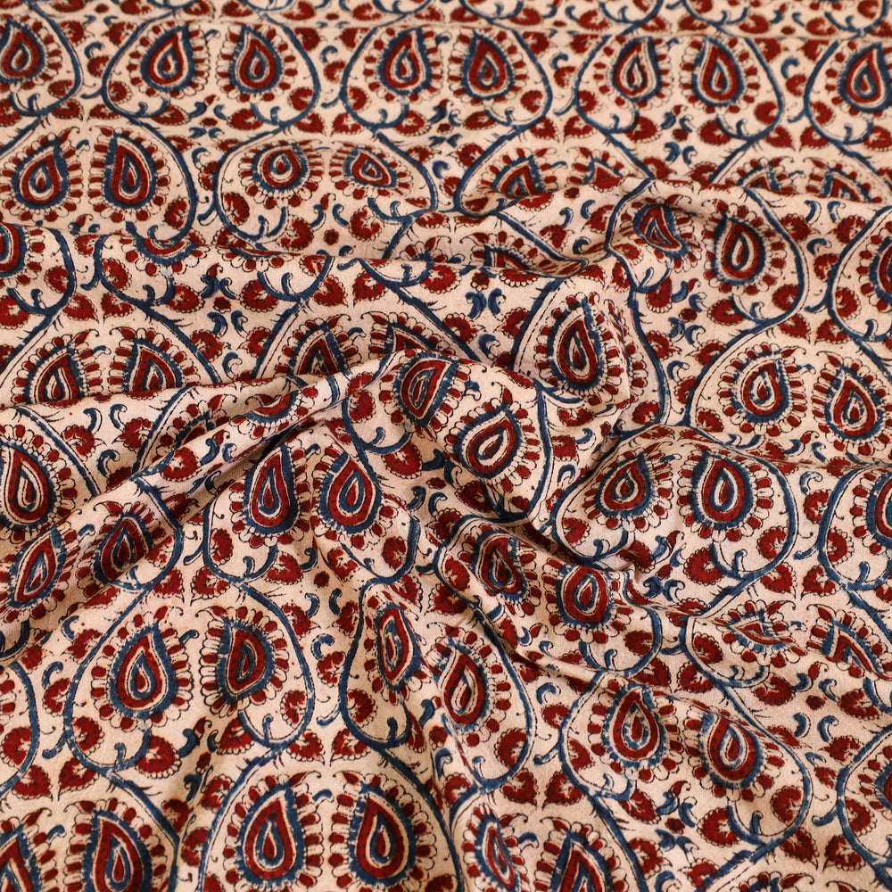 Maroon - Block Print Cotton Pedana Kalamkari Bed Sheet 28