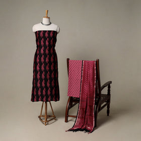 Bagh Hand Block Print Natural Dyed Chanderi Silk 3pc Unstitched Dress Material Suit Set 80