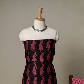 Bagh Hand Block Print Natural Dyed Chanderi Silk 3pc Unstitched Dress Material Suit Set 80