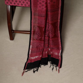 Bagh Hand Block Print Natural Dyed Chanderi Silk 3pc Unstitched Dress Material Suit Set 80