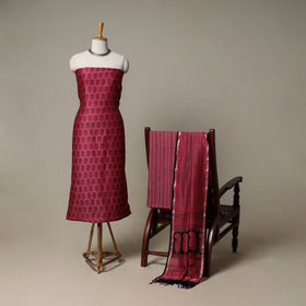 Bagh Hand Block Print Natural Dyed Chanderi Silk 3pc Unstitched Dress Material Suit Set 81