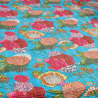 Blue - Jaipur Print Single Tagai Kantha Bed Cover 70