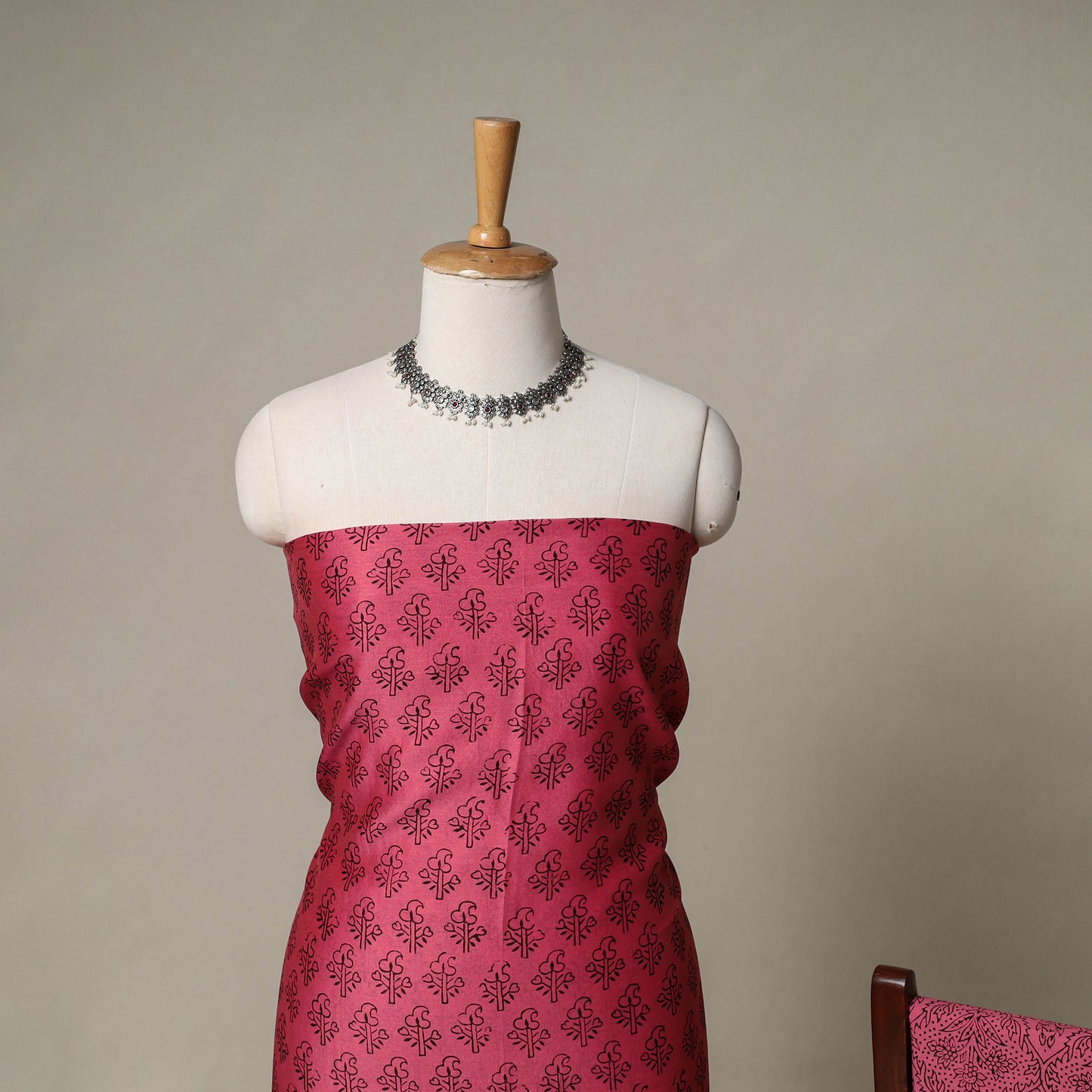 Bagh Hand Block Print Natural Dyed Chanderi Silk 3pc Unstitched Dress Material Suit Set 82