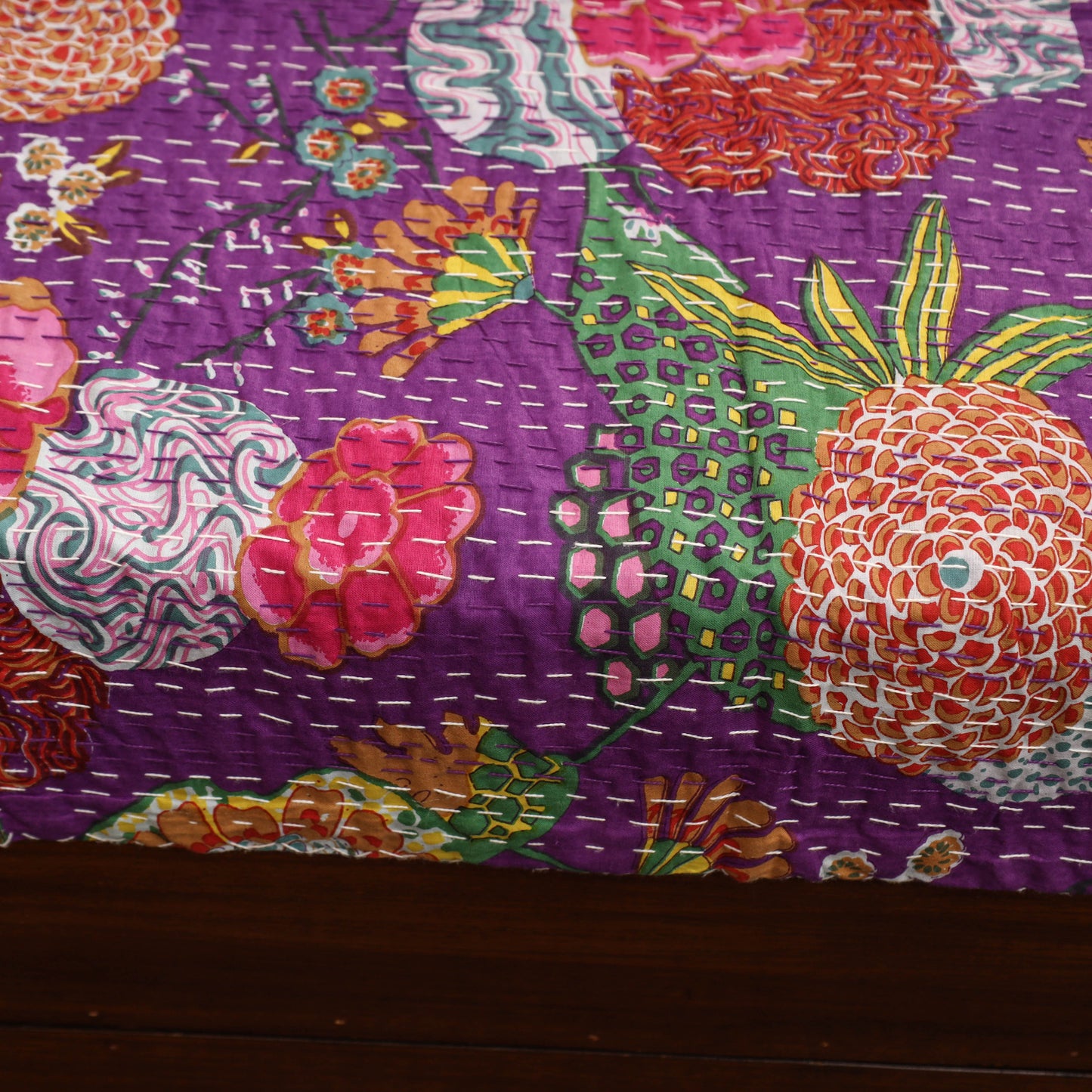 Purple - Jaipur Print Single Tagai Kantha Bed Cover 71