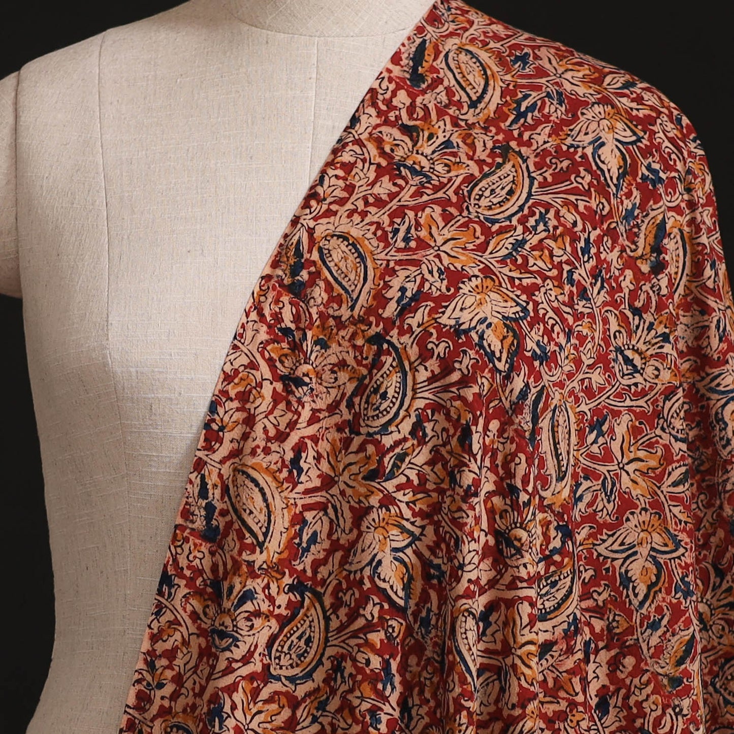 Pedana Kalamkari Hand Block Print Natural Dyed Cotton Fabric 02