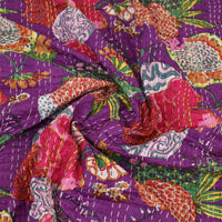 Purple - Jaipur Print Single Tagai Kantha Bed Cover 71