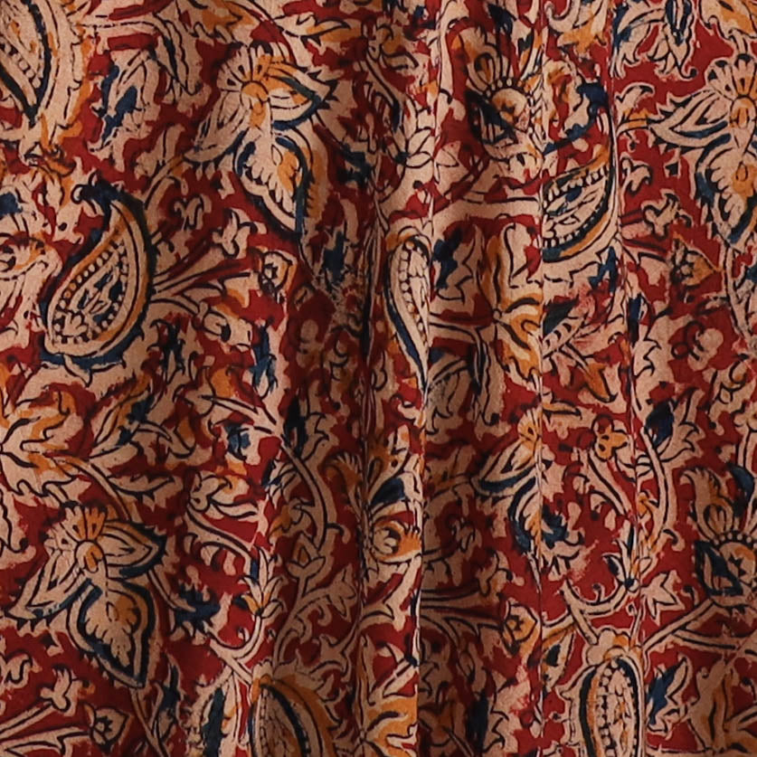 Pedana Kalamkari Hand Block Print Natural Dyed Cotton Fabric 02