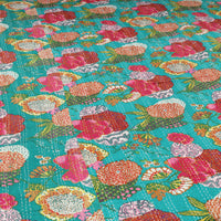 Green - Jaipur Print Single Tagai Kantha Bed Cover 72