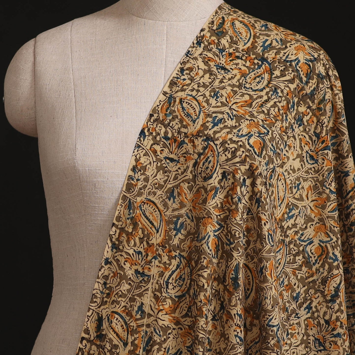 Pedana Kalamkari Hand Block Print Natural Dyed Cotton Fabric 04