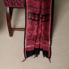 Bagh Hand Block Print Natural Dyed Chanderi Silk 3pc Unstitched Dress Material Suit Set 83