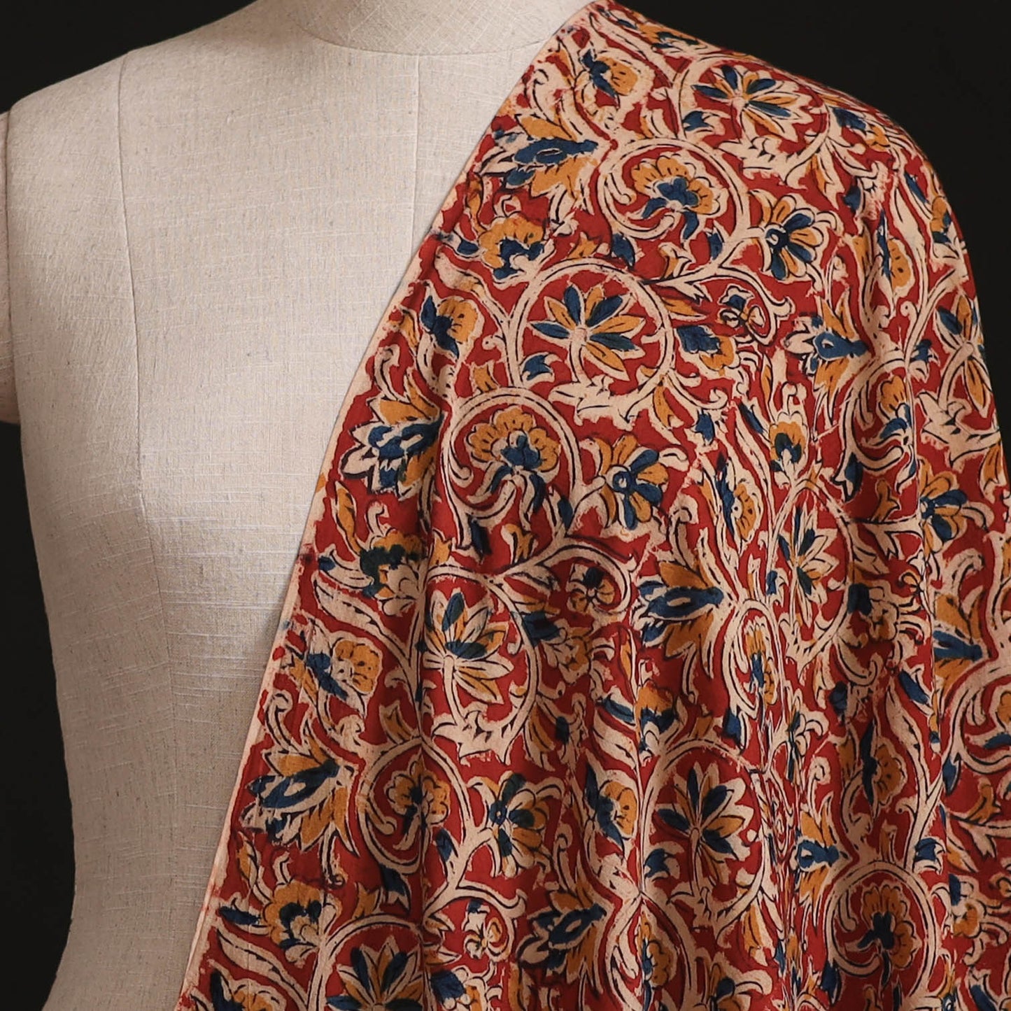 Pedana Kalamkari Hand Block Print Natural Dyed Cotton Fabric 06