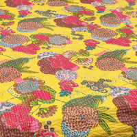 Yellow - Jaipur Print Single Tagai Kantha Bed Cover 75