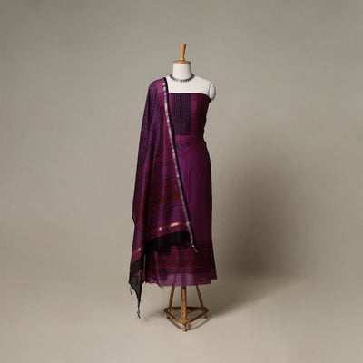 Bagh Hand Block Print Natural Dyed Chanderi Silk 3pc Unstitched Dress Material Suit Set 85