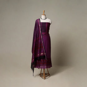 Bagh Hand Block Print Natural Dyed Chanderi Silk 3pc Unstitched Dress Material Suit Set 85