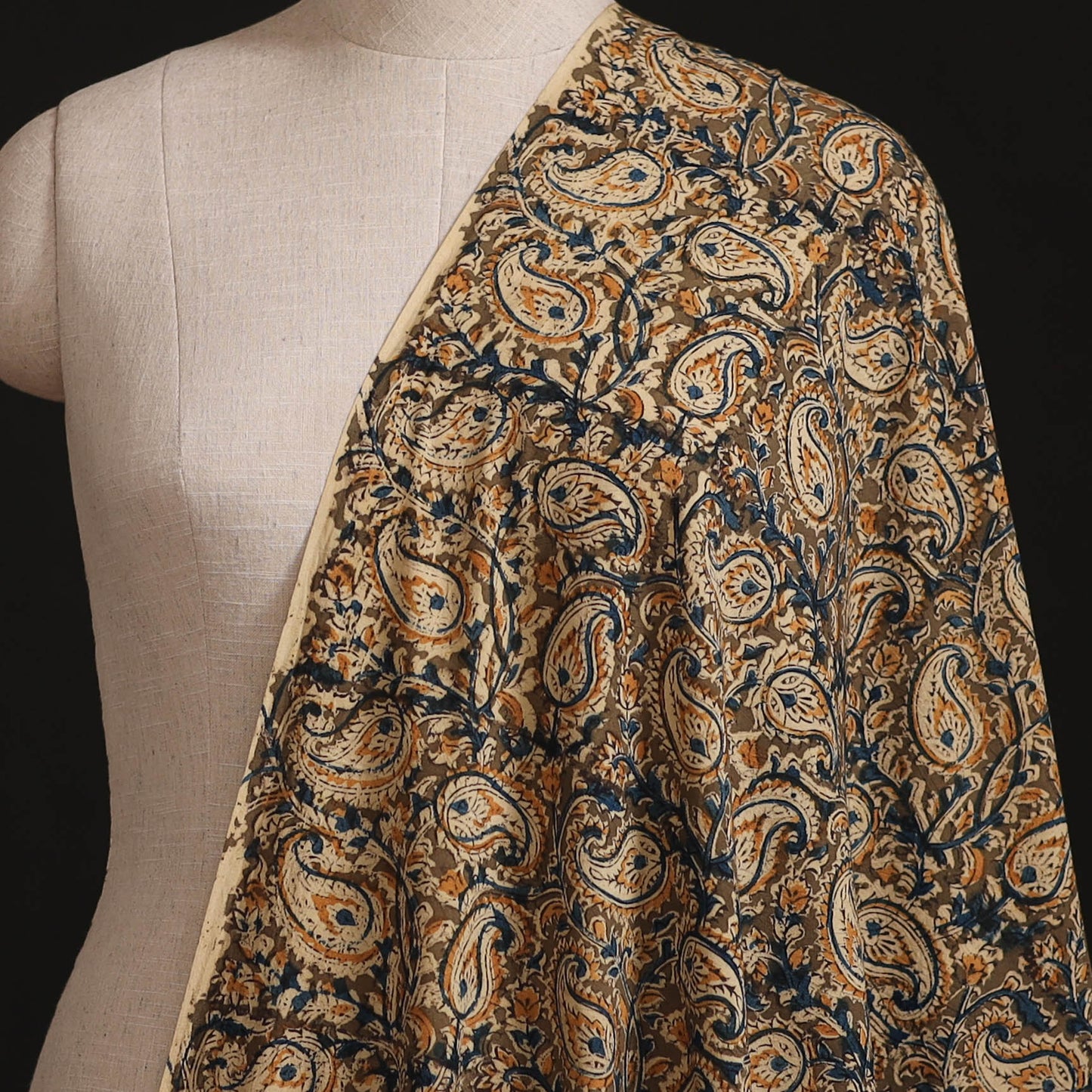 Pedana Kalamkari Hand Block Print Natural Dyed Cotton Fabric 09