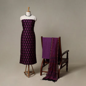 Bagh Hand Block Print Natural Dyed Chanderi Silk 3pc Unstitched Dress Material Suit Set 86