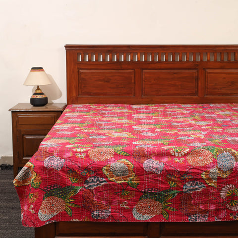 Red - Jaipur Print Single Tagai Kantha Bed Cover 77