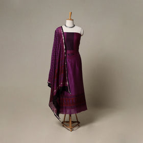 Bagh Hand Block Print Natural Dyed Chanderi Silk 3pc Unstitched Dress Material Suit Set 88