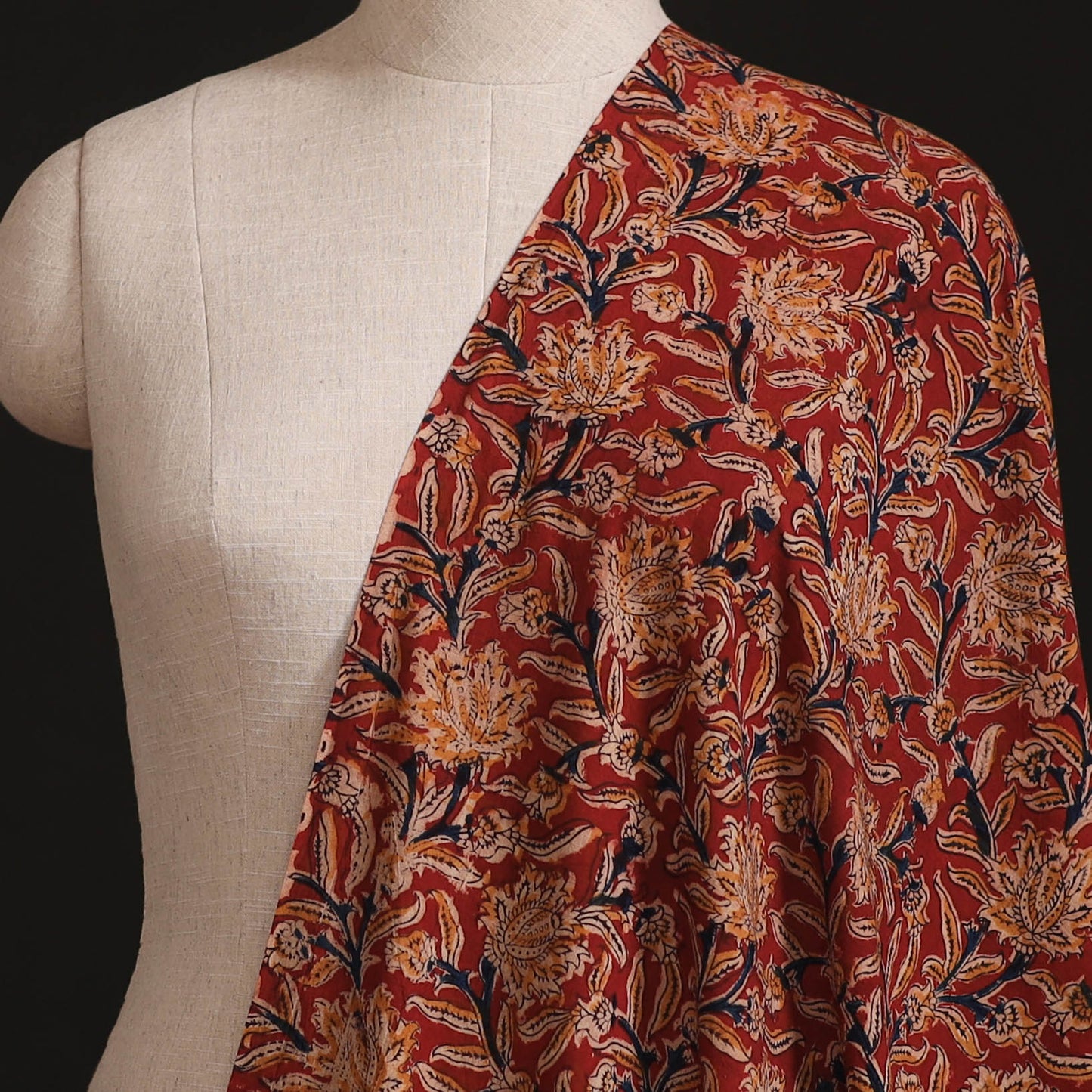 Pedana Kalamkari Hand Block Print Natural Dyed Cotton Fabric 13