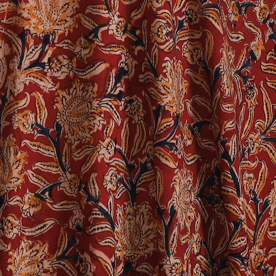 Pedana Kalamkari Hand Block Print Natural Dyed Cotton Fabric 13
