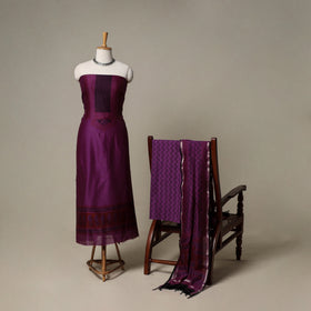 Bagh Hand Block Print Natural Dyed Chanderi Silk 3pc Unstitched Dress Material Suit Set 88