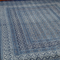 Blue - Ajrakh Print Single Tagai Kantha Bed Cover 81