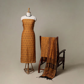 Bagh Hand Block Print Natural Dyed Chanderi Silk 3pc Unstitched Dress Material Suit Set 90