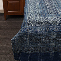 Blue - Ajrakh Print Single Tagai Kantha Bed Cover 81