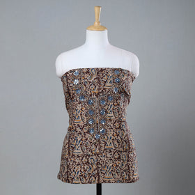 Buy Bead Work Embroidery Kalamkari Block Printed Cotton Kurta Material Online at iTokri.com