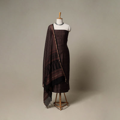 Bagh Hand Block Print Natural Dyed Chanderi Silk 3pc Unstitched Dress Material Suit Set 91