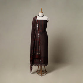 Bagh Hand Block Print Natural Dyed Chanderi Silk 3pc Unstitched Dress Material Suit Set 92