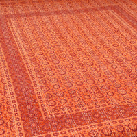 Orange - Ajrakh Print Single Tagai Kantha Bed Cover 84