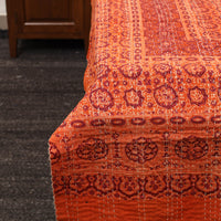 Orange - Ajrakh Print Single Tagai Kantha Bed Cover 84