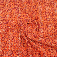 Orange - Ajrakh Print Single Tagai Kantha Bed Cover 84