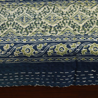 Green - Ajrakh Print Single Tagai Kantha Bed Cover 85