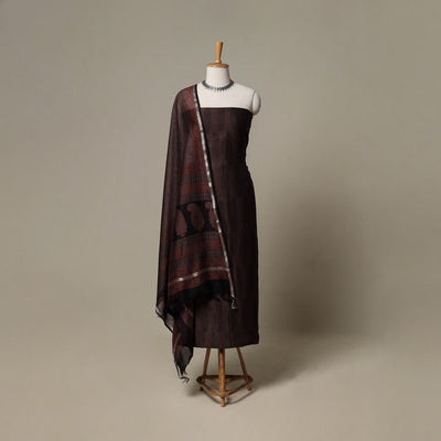 Bagh Hand Block Print Natural Dyed Chanderi Silk 3pc Unstitched Dress Material Suit Set 93