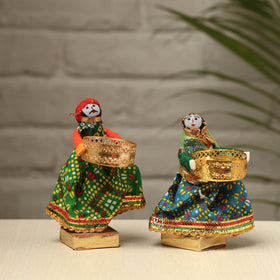  Rajasthani Puppet Couple Handmade Tealight Candle Holders (Set of 2) 