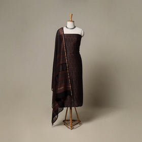 Bagh Hand Block Print Natural Dyed Chanderi Silk 3pc Unstitched Dress Material Suit Set 94