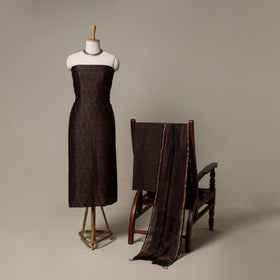 Bagh Hand Block Print Natural Dyed Chanderi Silk 3pc Unstitched Dress Material Suit Set 94