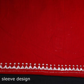 Buy Red Cotton Kurta material With Exclucive Kantha Work