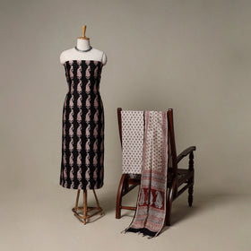 Bagh Hand Block Print Natural Dyed Chanderi Silk 3pc Unstitched Dress Material Suit Set 96