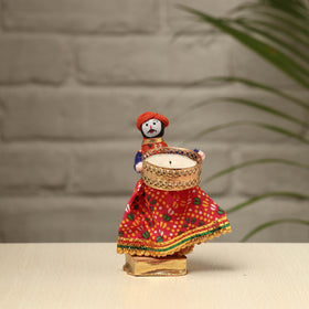  Rajasthani Puppet Couple Handmade Tealight Candle Holders (Set of 2) 